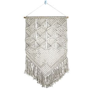 Boho Macramé Wall Hanging 33X20 | Woven Art Tapestry | Neutral Fringe Decor